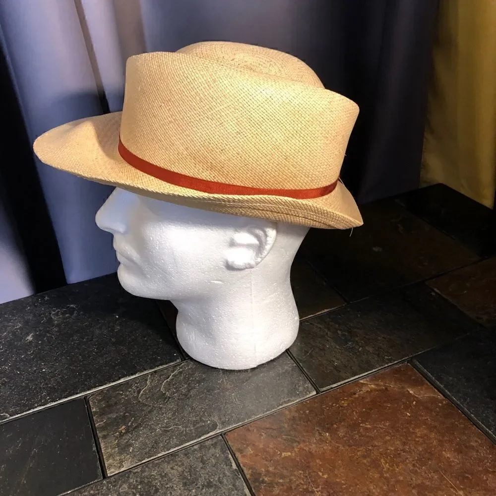 Vintage Betmar New York Feather Straw Hat Sun Shade Church